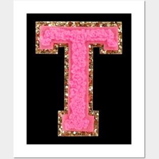 T - Bubblegum Glitter Varsity Letter Patches Posters and Art